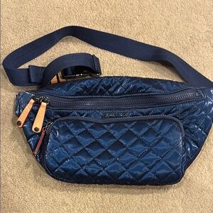 Navy Quilted Belt Bag